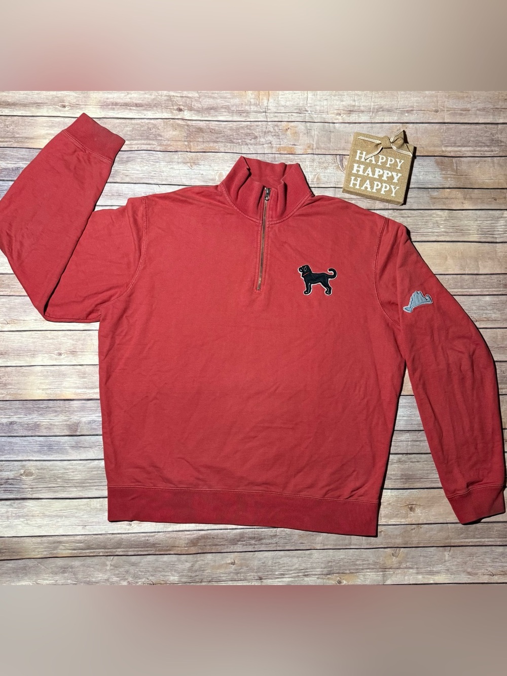 The Black Dog 1/4 Zip Crew Neck Red Pullover Size 2XL
